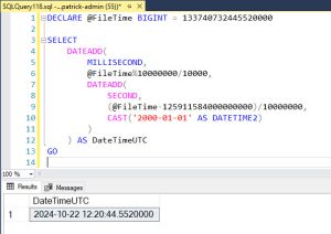 How to Convert FileTime to DateTime – Everyday SQL